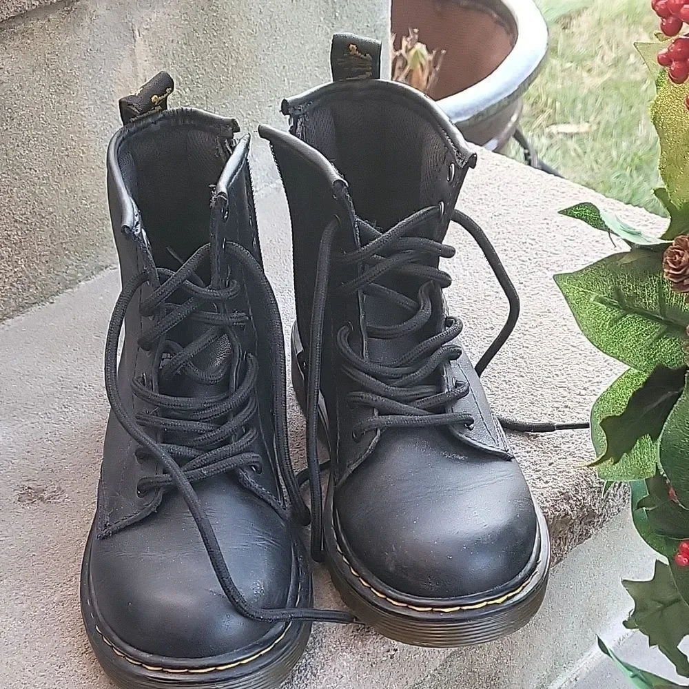 Dr. Martens Black Kids Lace-Up Boots
